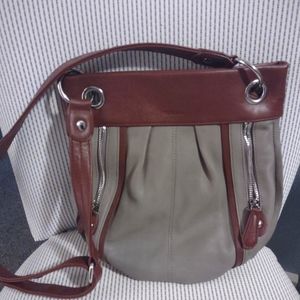 Perlina leather 2 tone crossbody
